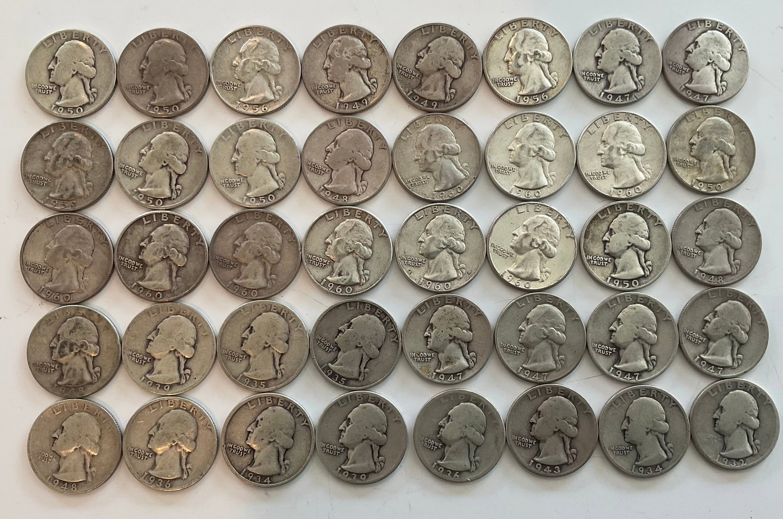 Group of 40 90 percent silver quarters (1 of 1)