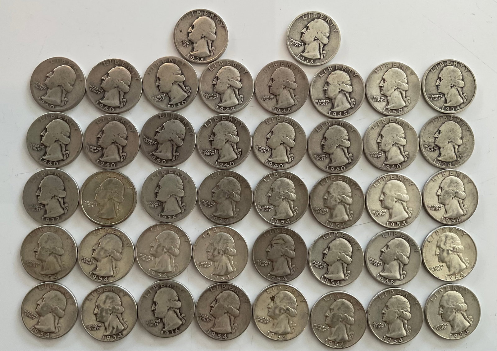 Group of 42 90 percent silver quarters: Group of 42 90 percent silver quarters