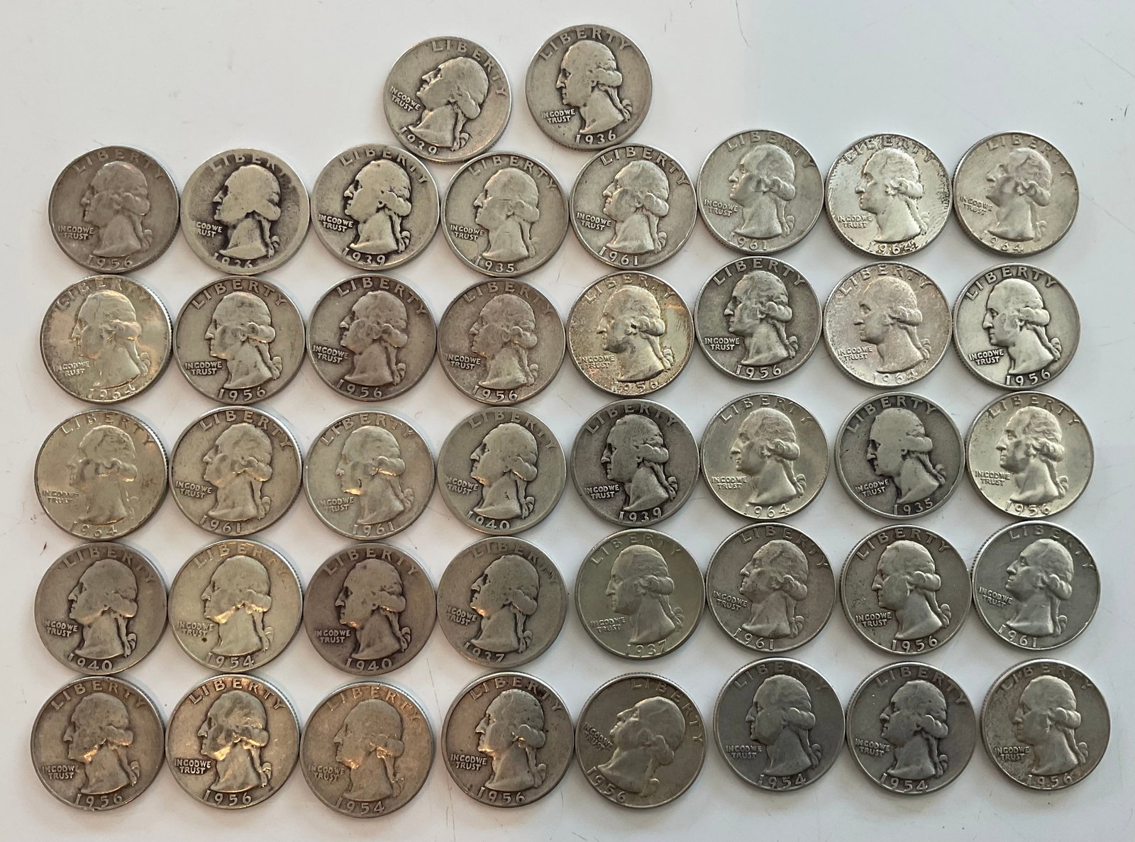 Group of 42 90 percent silver quarters: Group of 42 90 percent silver quarters