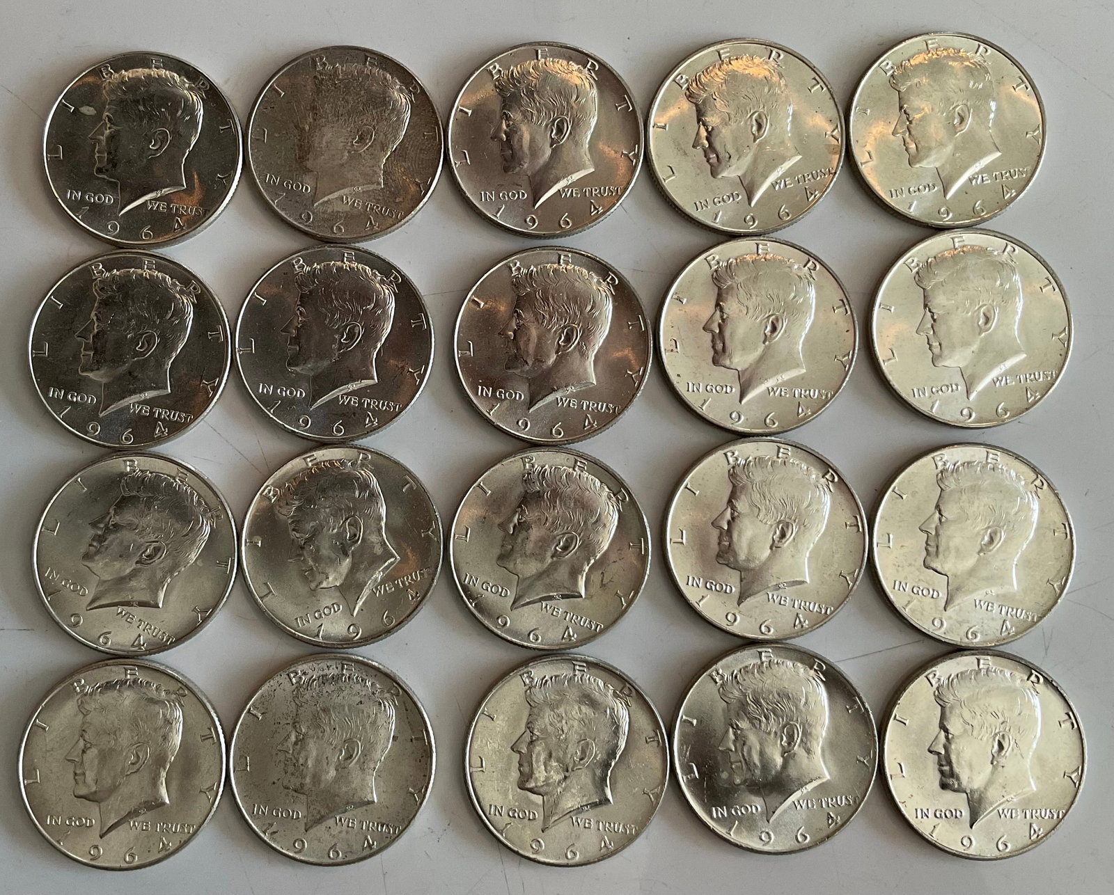 Group of 20 1964 Kennedy half dollars 90 percent silver (1 of 1)