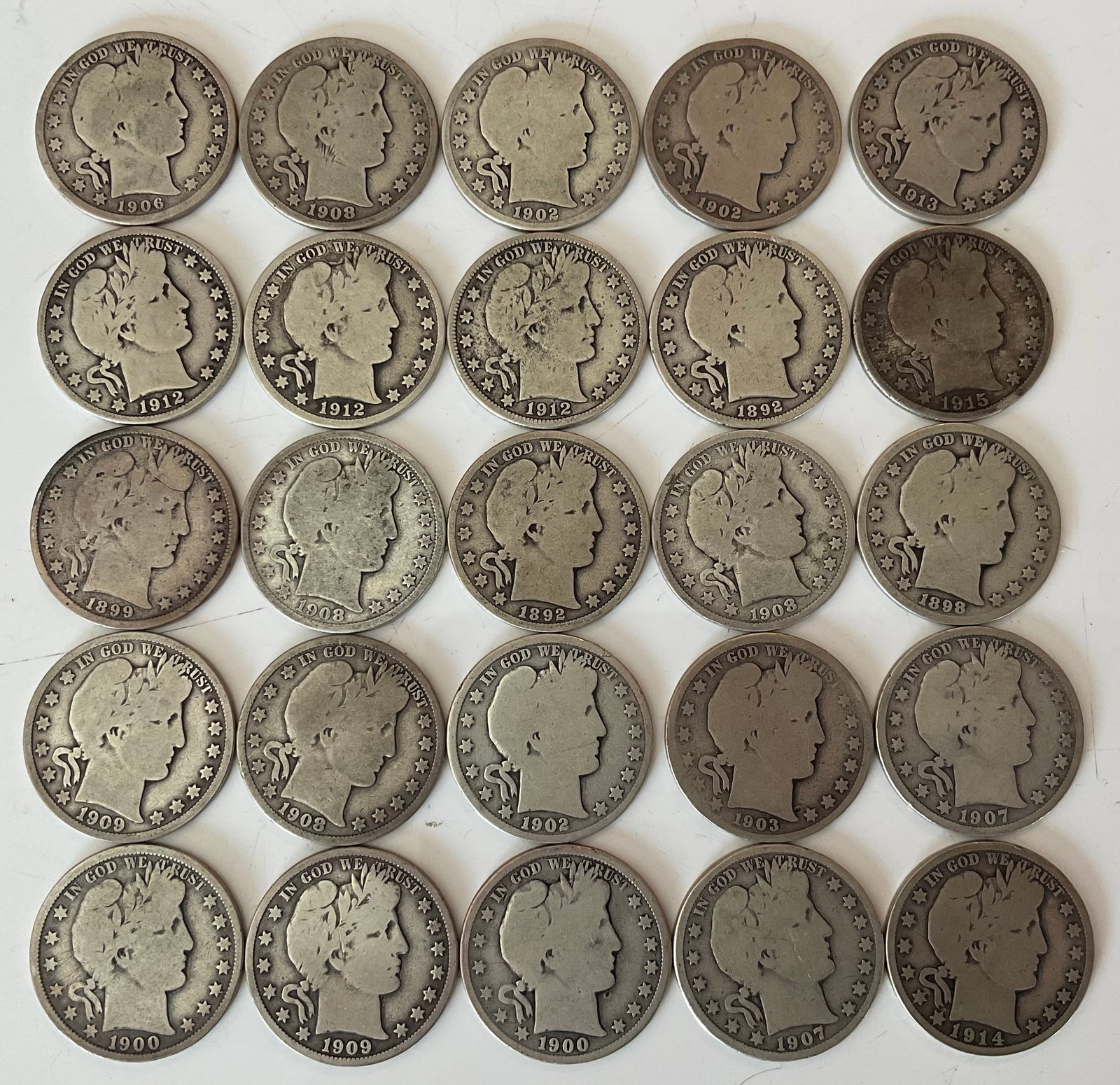 Group of 25 Barber Half dollars 90 percent silver (1 of 1)