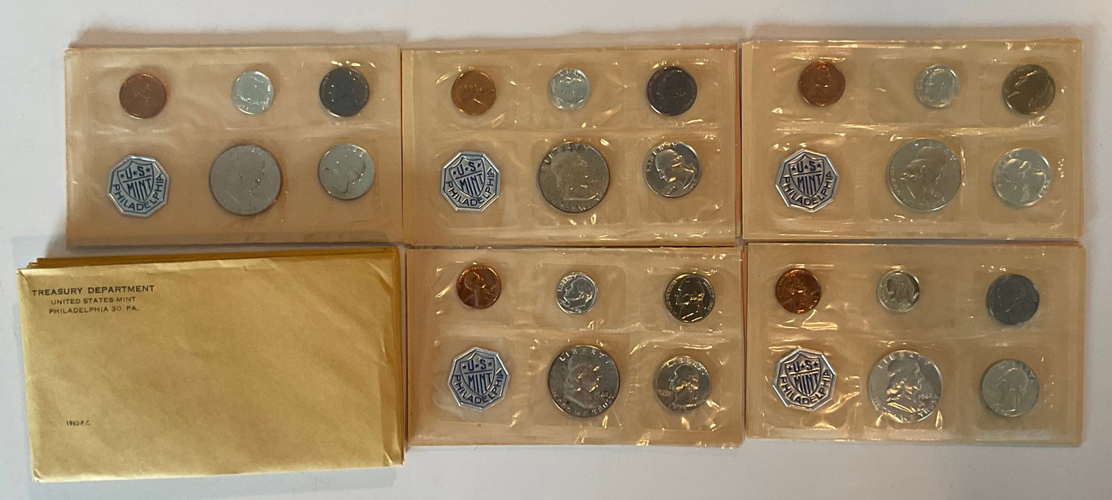 Group of 5 1962 Proof sets original packaging: Group of 5 1962 Proof sets original packaging