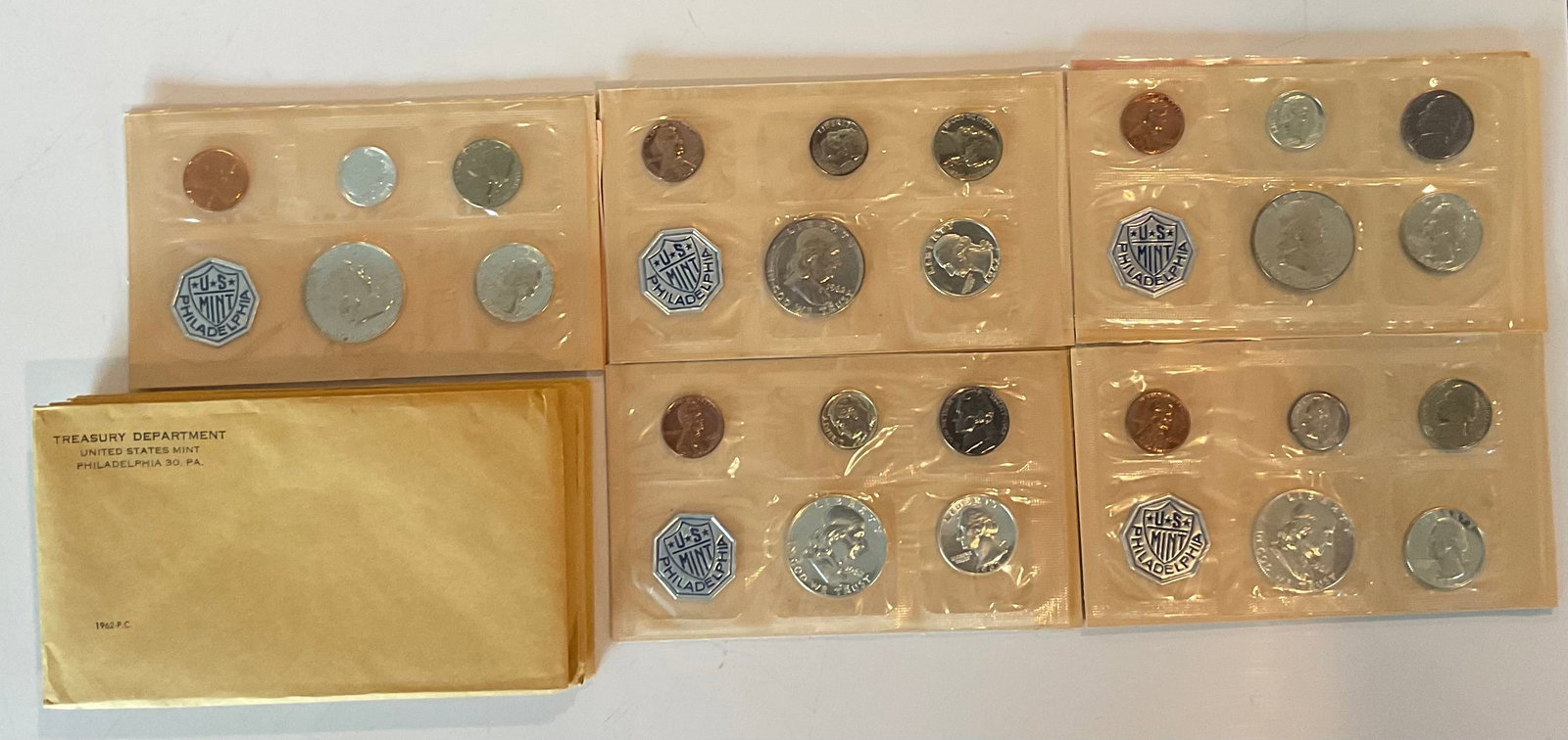 Group of 5 1962 Proof sets original packaging: Group of 5 1962 Proof sets original packaging