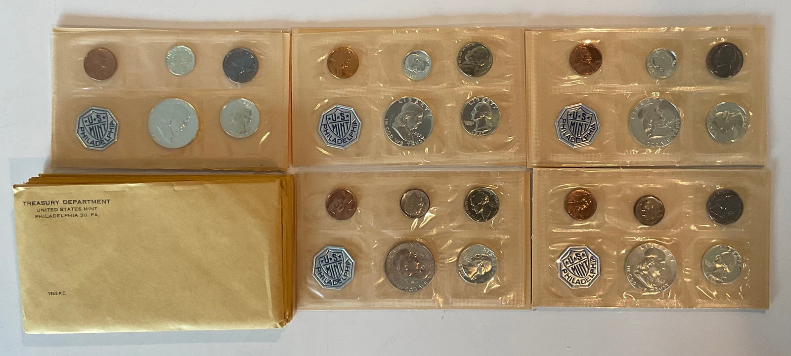 Group of 5 1962 Proof sets original packaging: Group of 5 1962 Proof sets original packaging