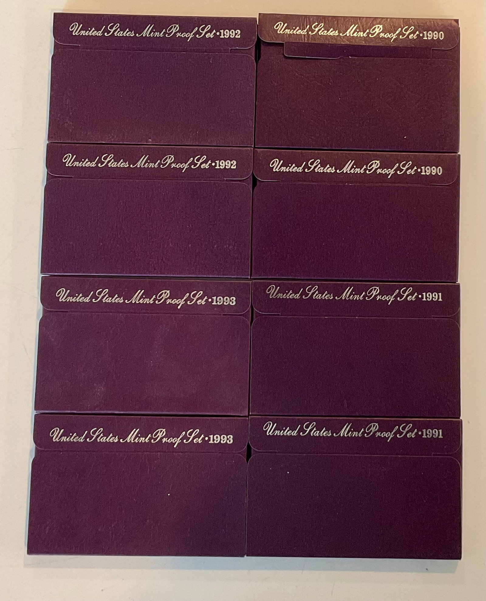 8 proof sets 2 each from 1990, 1991, 1992, 1993 (1 of 1)