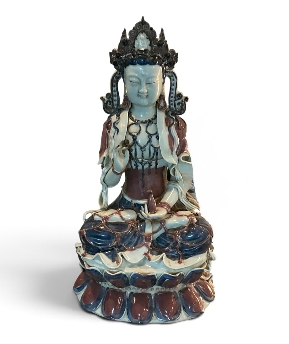 Asian large Multi color deity sculpture circa 1920 (1 of 1)