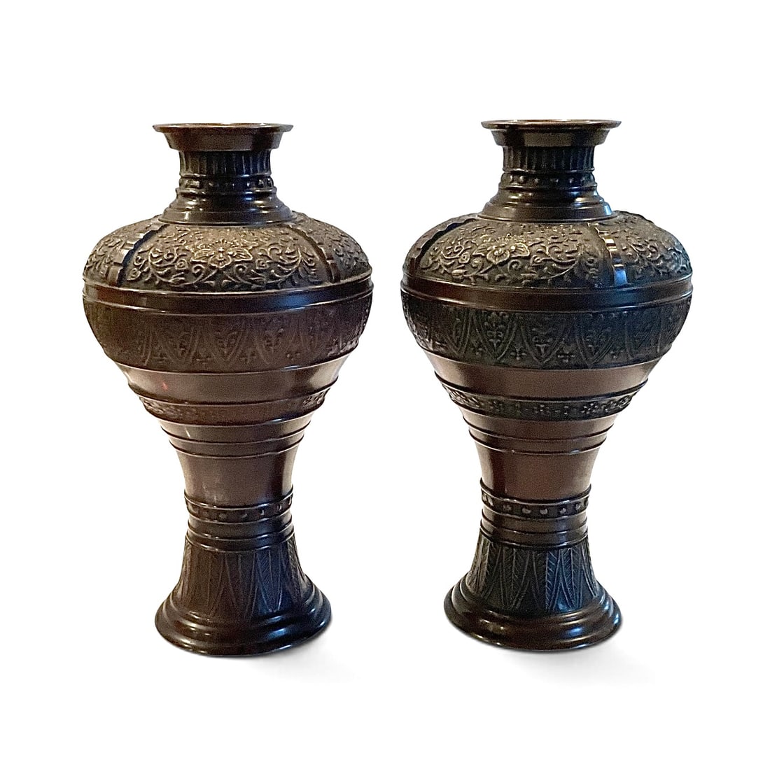 Meiji Era PAIR Signed Japanese Bronze vases (1 of 1)