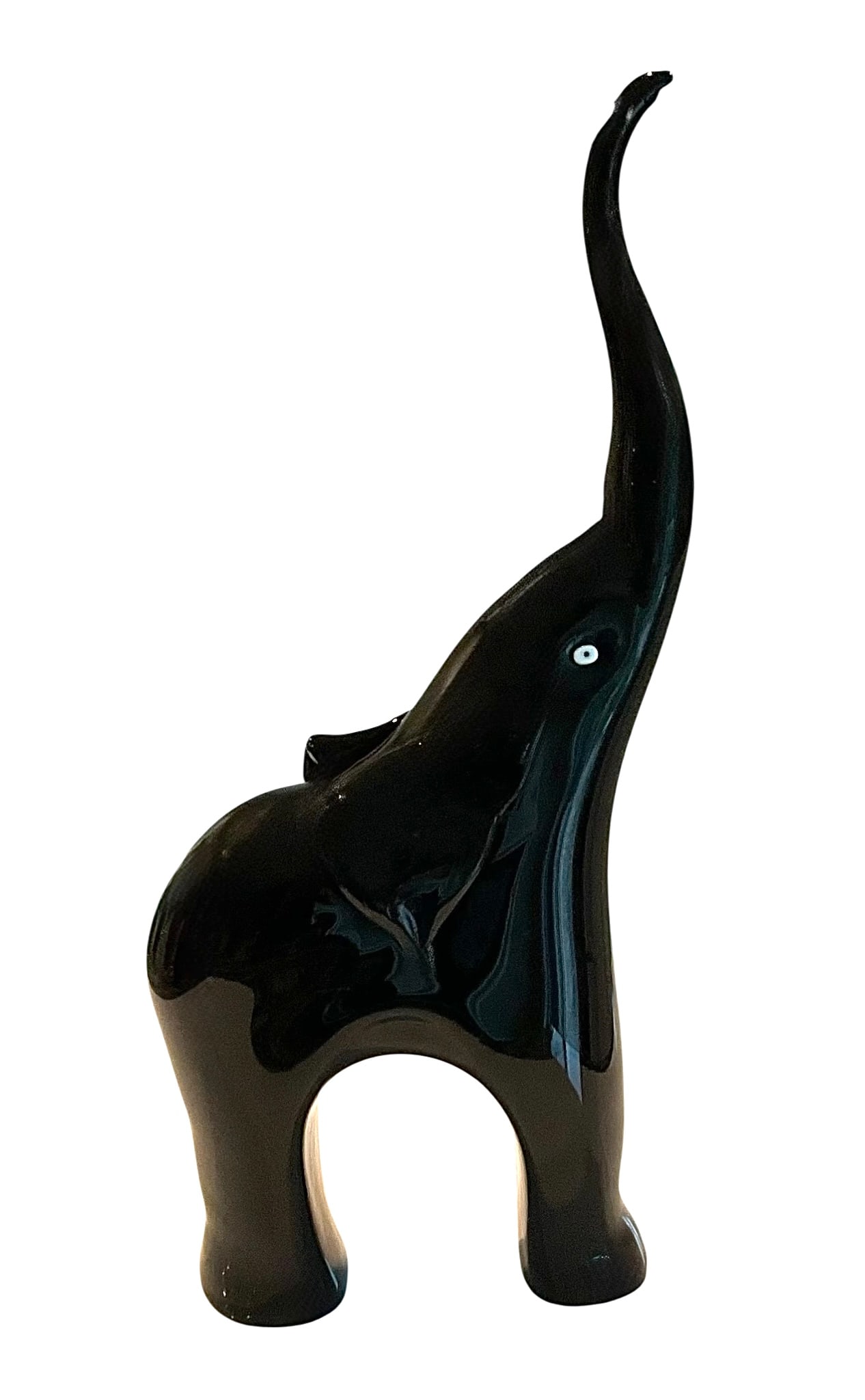 Monumental Signed Seguso Murano Black glass elephant: Monumental Signed Seguso Murano Black glass elephant