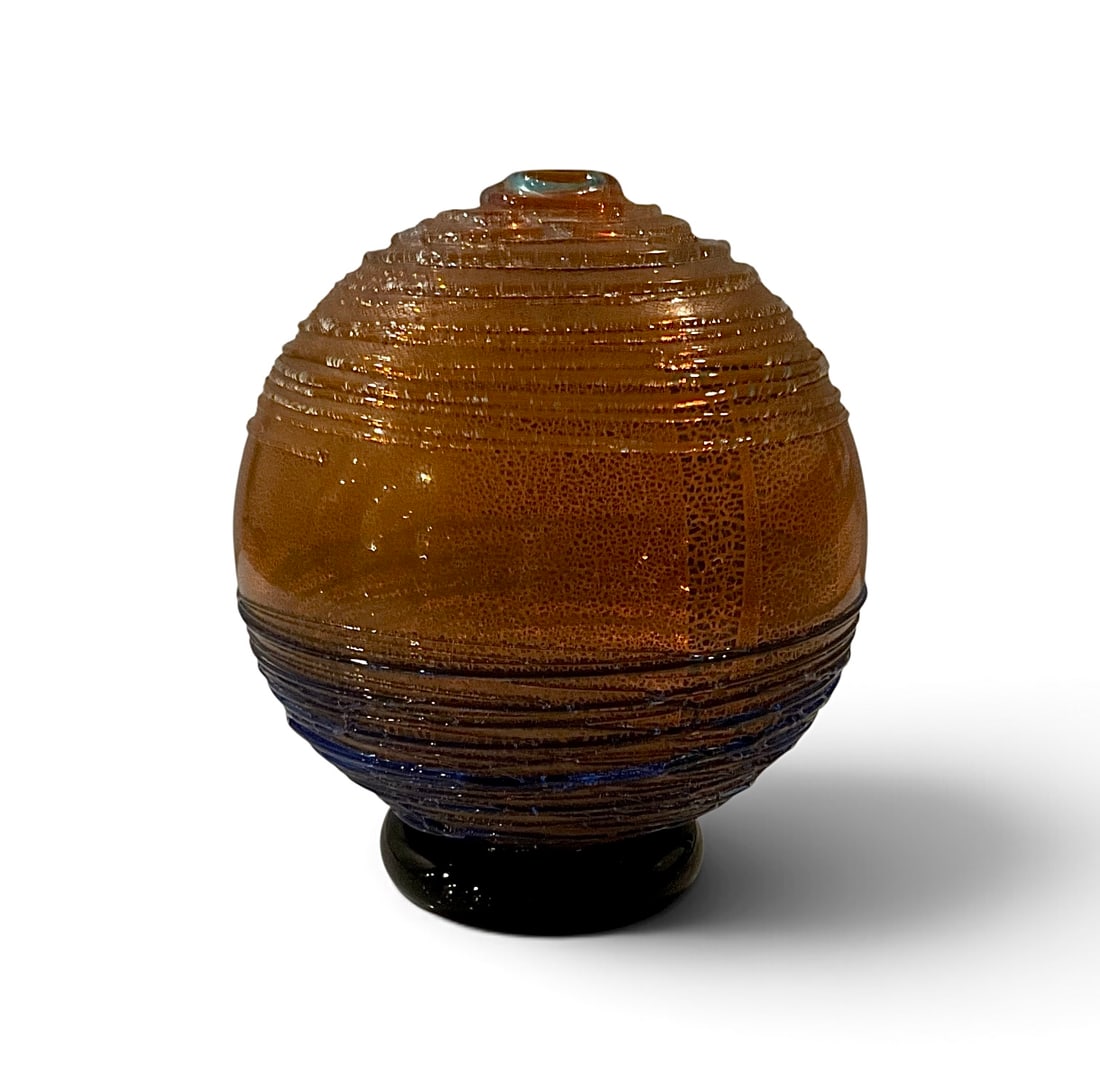 Seguso Viro Signed art glass ball form vase with applied thread like decoration (1 of 1)