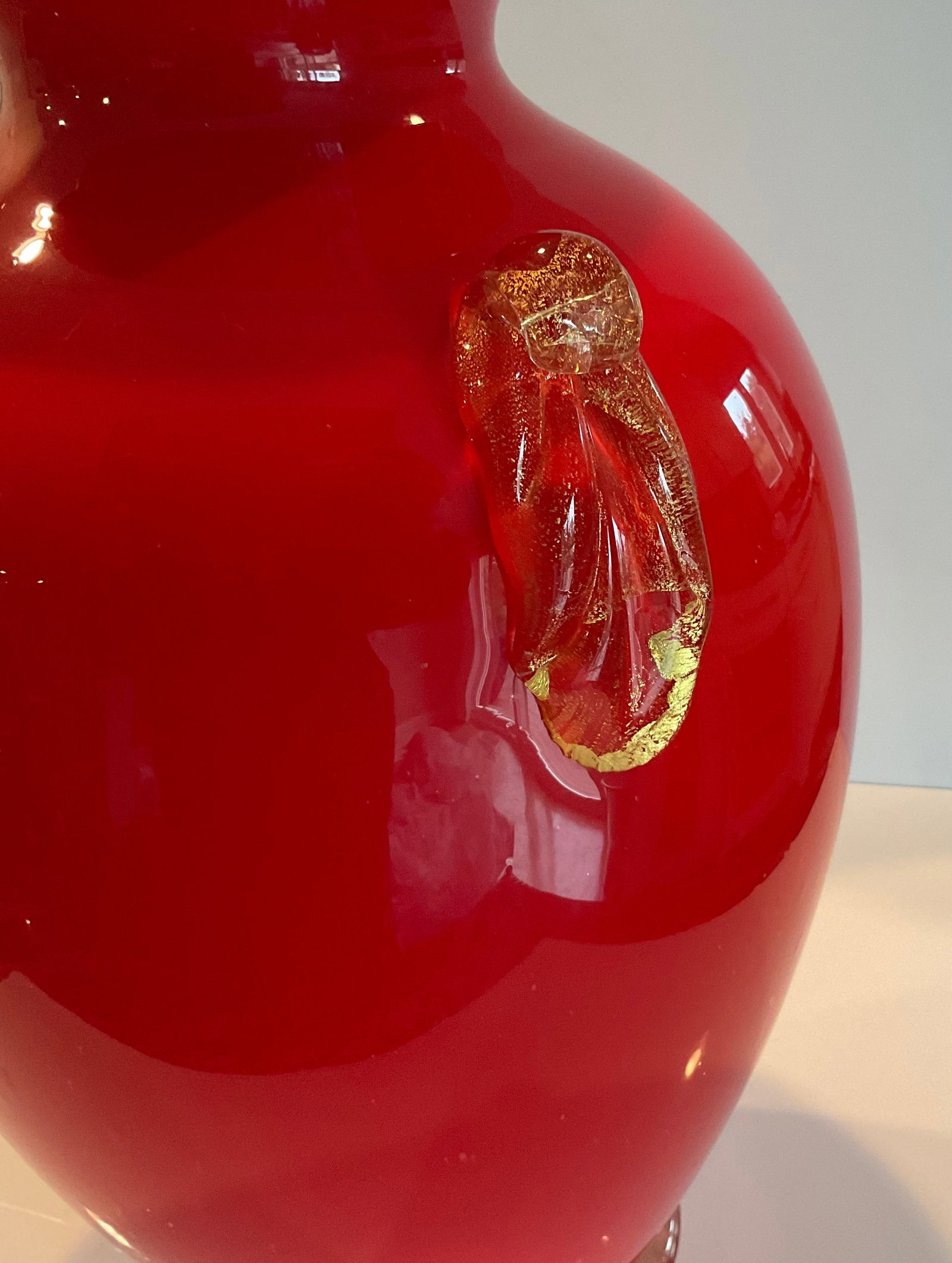 Flavio Poli Seguso Vetri D Arte Model Z 2666 Large red Pasta glass vase with handles - 6