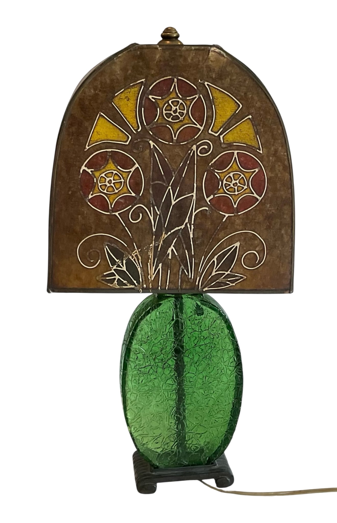 Loetz attributed art glass lamp with original shade (1 of 1)
