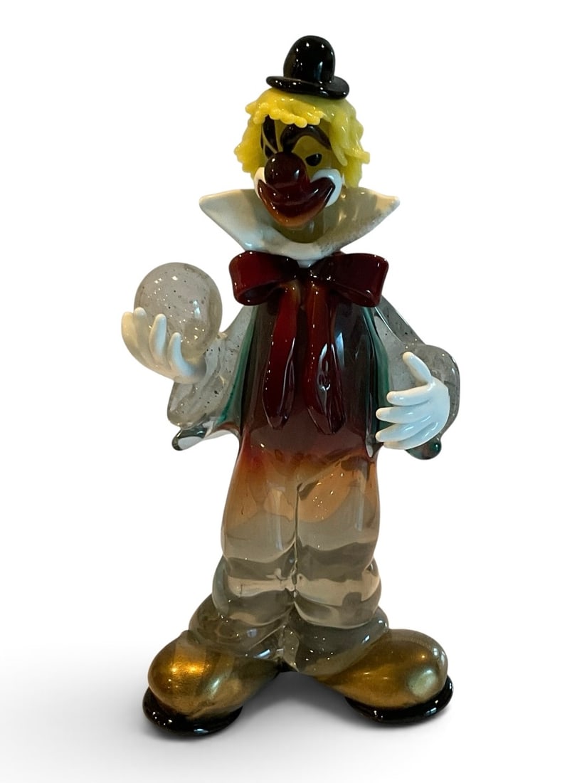 Alfredo Barbini attributed Murano Art glass clown with ball and striped coat (1 of 1)