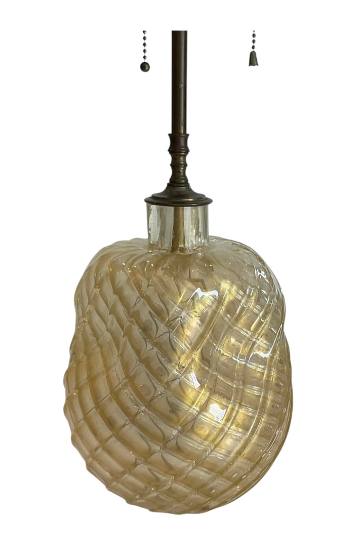 Venini attributed Murano Diamante art glass lamp in vibrant gold: Venini attributed Murano Diamante art glass lamp in vibrant gold. Glass Height is 10.5 inches.