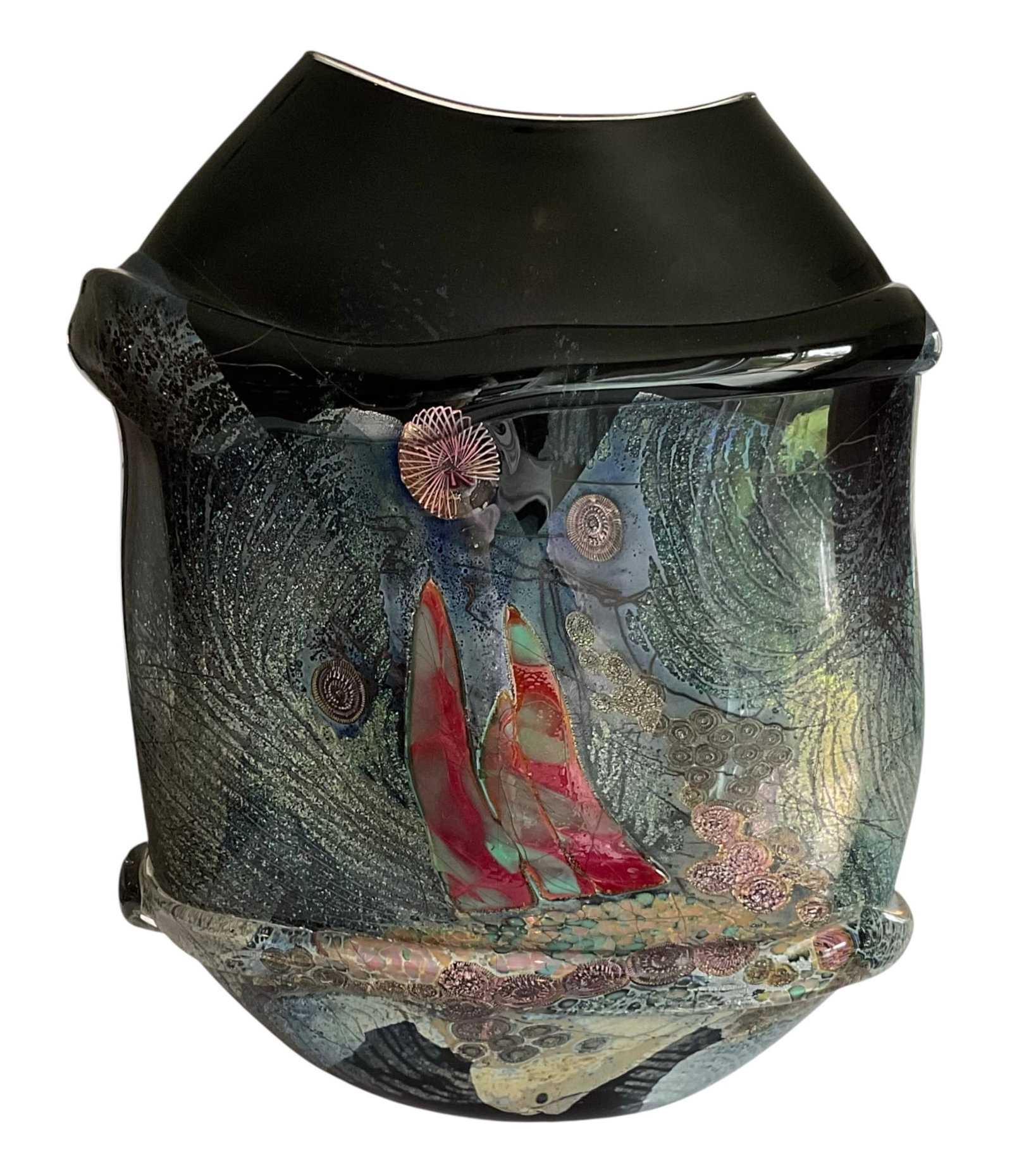 Chris Hawthorne LARGE Studio Glass Artist signed vase: Chris Hawthorne LARGE Studio Glass Artist signed vase