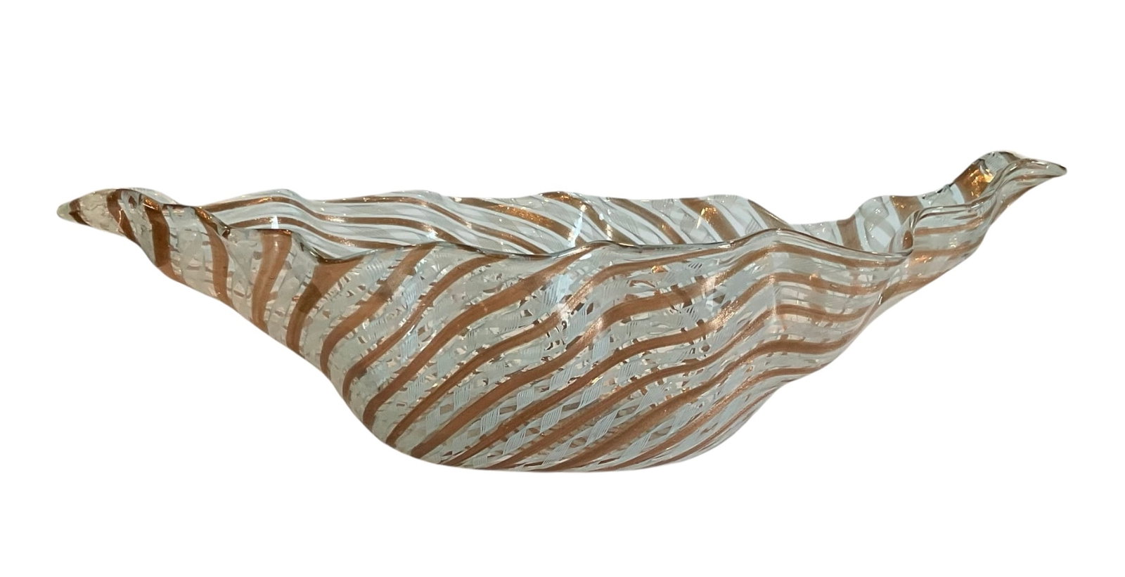 LARGE Murano Art glass handkerchief Vase Fratelli Toso circa 1950's gold leaf: LARGE Murano Art glass handkerchief Vase Fratelli Toso circa 1950's gold leaf