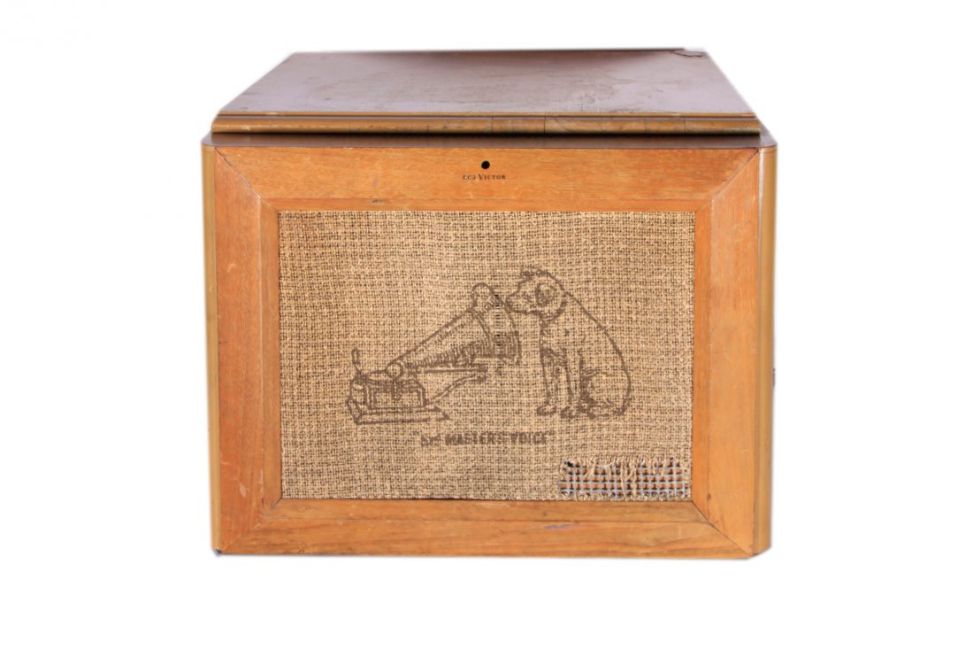 Vintage RCA Victor Victrola Record Player: A vintage RCA Victor Victoral record player. Model number 66E, serial number 001556.