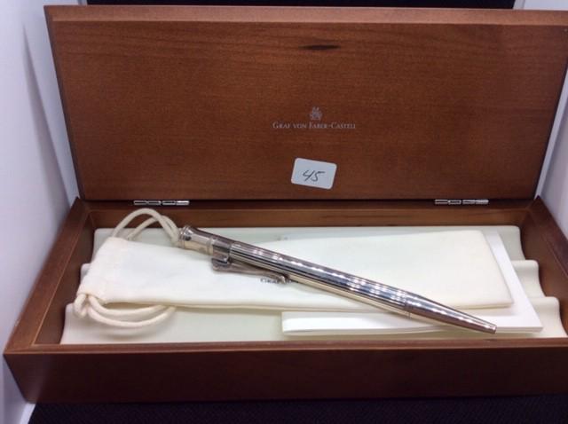 Graf von Faber Castell: Graf von Faber Castell No. 148533 prop pen, satin sterling silver ball point pen, with box