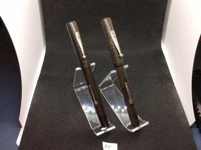 Waterman: Two (2) Waterman No. 52 pens, brown bodies & caps, both with Waterman Ideal nibs, lever fill