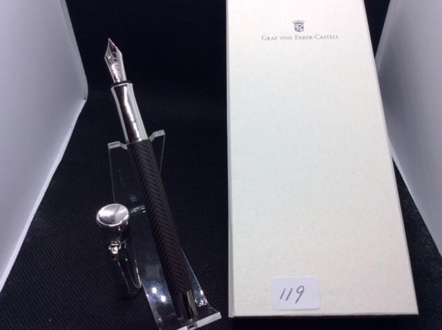 Graf von Faber Castell: Graf von Faber Castell black & brown "V" body w/ silver cap, 18K "F" nib