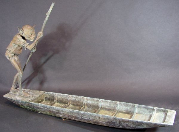 Bronze Garden Statue Sculpture "The Ferryman" by