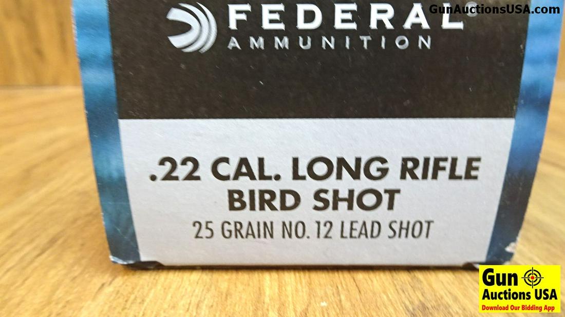 Federal 22LR Bird Shot Ammo. 500 Rounds of 25 Grain #12: Federal 22LR Bird Shot Ammo. 500 Rounds of 25 Grain #12 Lead Shot . (37649)