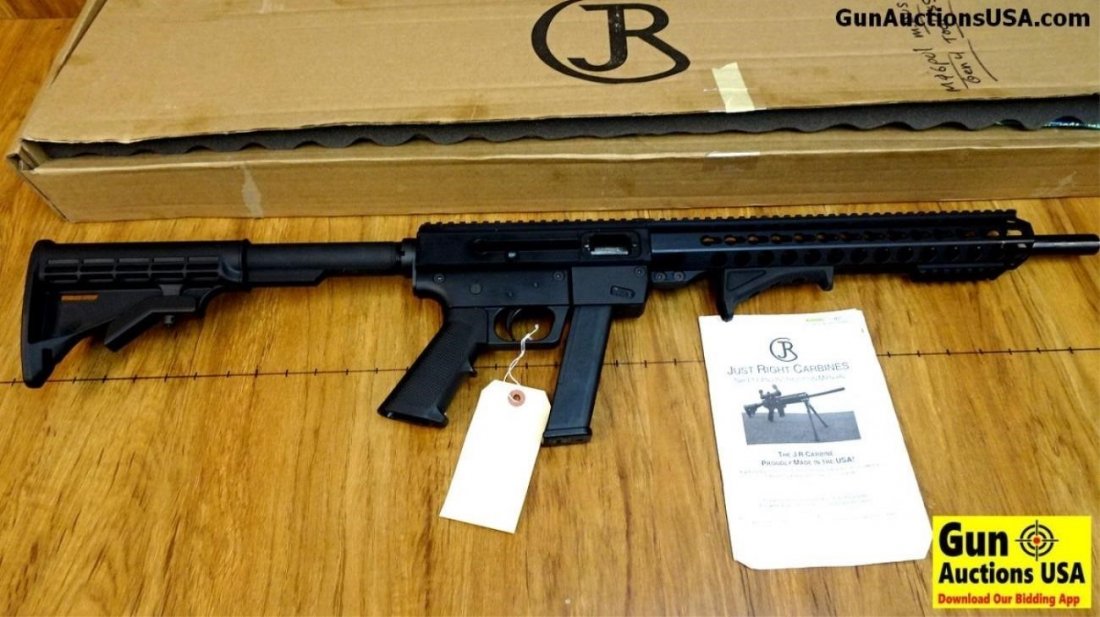 JUST RIGHT CARBINES LLCV JR CARBINE .40 S&W Semi A: JUST RIGHT CARBINES LLCV JR CARBINE .40 S&W Semi Auto Rifle. Very Good. 18" Barrel. Shiny Bore, Tight Action An AR Configuration Weapon in 40 Cal S&W. Ambidextrous Charging handle, Free Float Rail, He