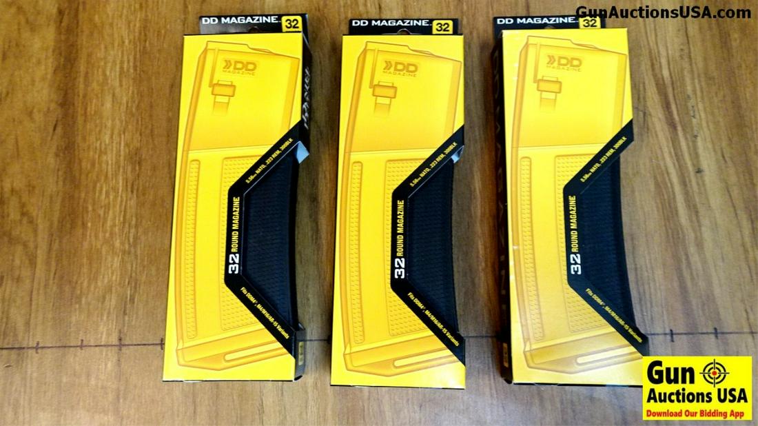 Daniel Defense .556 Magazines. NEW in Box. Three 3: Daniel Defense .556 Magazines. NEW in Box. Three 32 Round Polymer Magazines for M4, M16 and AR15 Variants. Textured Grip for All Situations, Enhanced Anti Tilt Follower for Reliable Feeding. . (38237)
