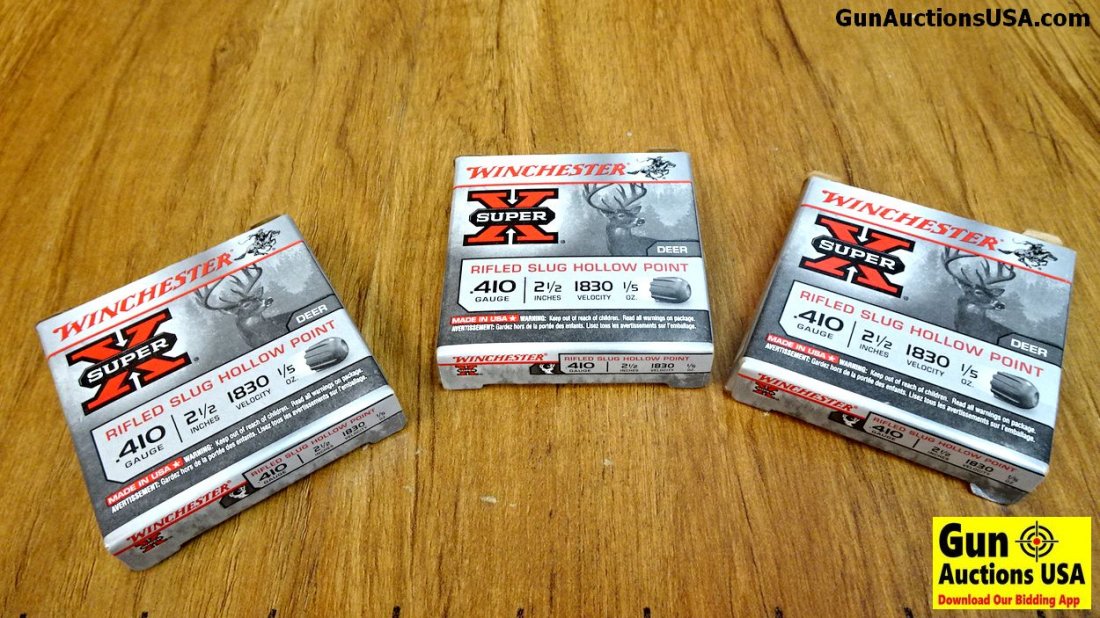 Winchester .: Winchester .'410 Ga. Ammo. 15 Rounds of 2 1/2 Inch Rifled Slug Hollow Points. . (38479)