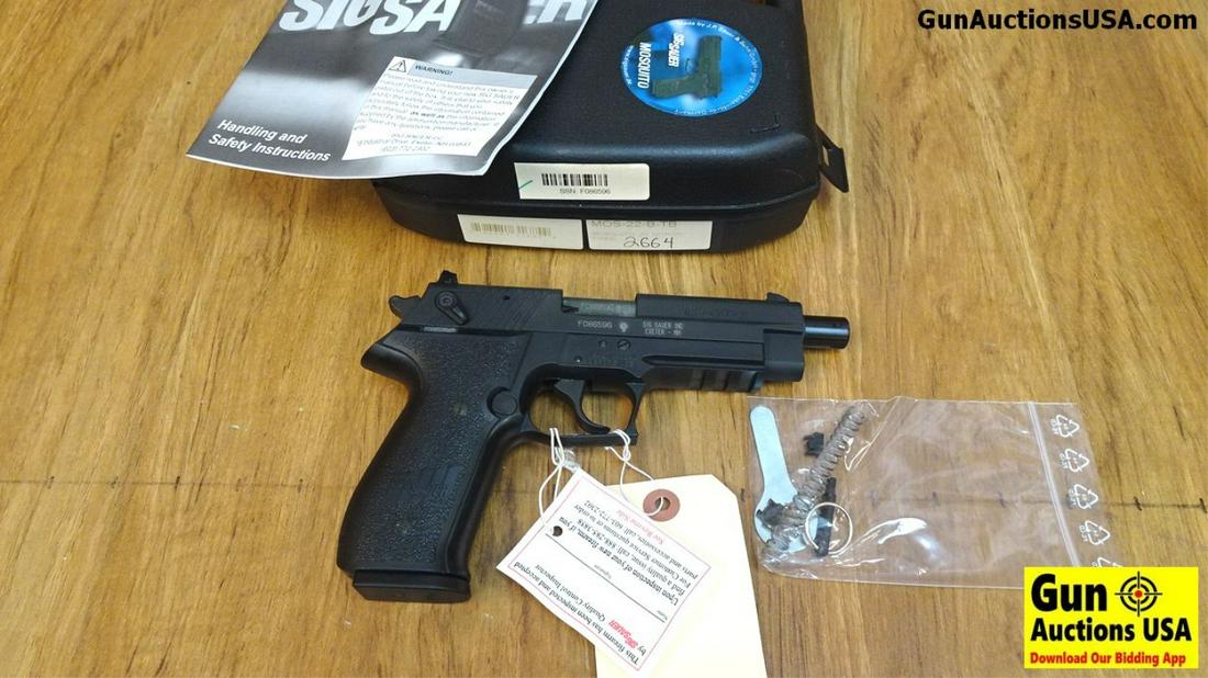 SIG SAUER MOSQUITO THREADED BARREL .22 LR Semi Auto: SIG SAUER MOSQUITO THREADED BARREL .22 LR Semi Auto Threaded Pistol. NEW in Box. 5" Barrel. Ready for Your Suppressor, Black Steel Slide 3 Dot Combat Sights, Ambidextrous Safety, Traditional Sig Contr