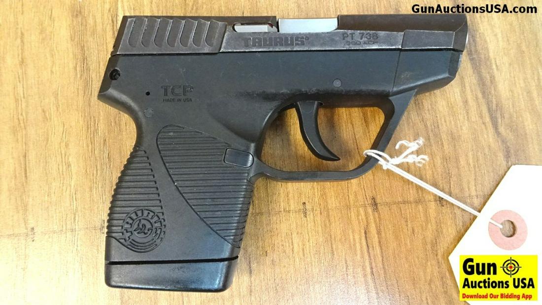 Taurus PT 738 TCP .380 ACP Semi Auto Pistol. Good: Taurus PT 738 TCP .380 ACP Semi Auto Pistol. Good Condition. 2.75" Barrel. Shiny Bore, Tight Action Black Steel Slide with Low Drag Combat Sights, Composite Grip with One Original Magazine. . SN:22108