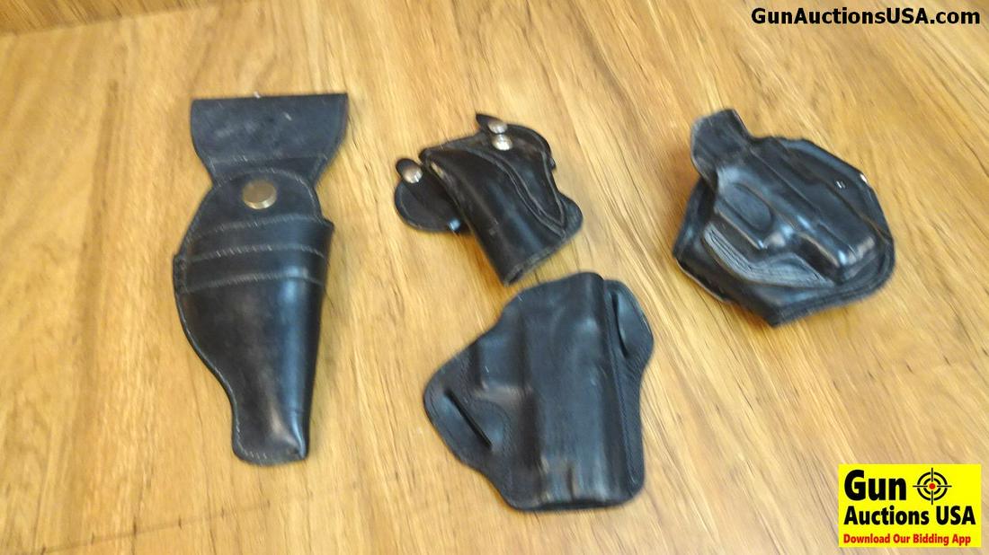 Marco, Jay- Pee, Alessi, Desantis Holsters. Good: Marco, Jay- Pee, Alessi, Desantis Holsters. Good Condition. 4 In Total, Black Leather Pistol Holsters. . (39505)