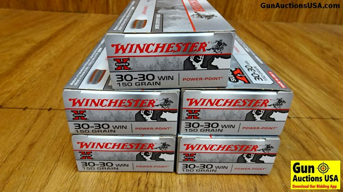 Winchester 30-30 Ammo. 100 Rounds of 150 Gr. Power: Winchester 30-30 Ammo. 100 Rounds of 150 Gr. Power Point. (41019)