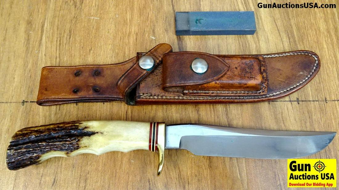 Randall 3 Knife. Very Good. 7 Inch With Exceptional: Randall 3 Knife. Very Good. 7 Inch With Exceptional Stag Handle, Very Nice Leather Case with Sharpening Stone. Take Note, Finger Groove Stag Handles Are More than Regular Knives. This is one of the Be