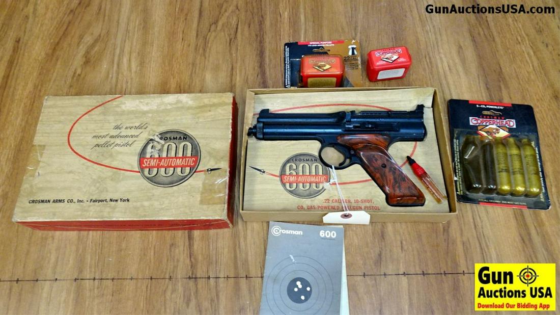 Crossman 600 Pellet Gun. Very Good. CO2 with Original: Crossman 600 Pellet Gun. Very Good. CO2 with Original Box & Paperwork, CO2 Cartridges, Pellet Ammo. (40198)
