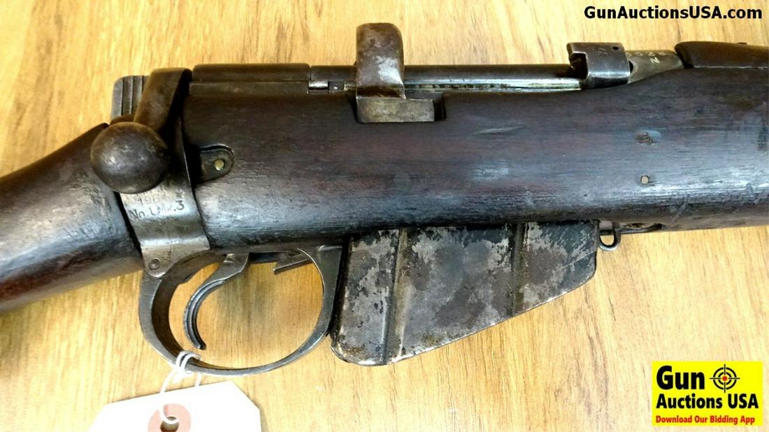 BRITISH MKIII .303 Rifle. Very Good. 25" Barrel. Shiny: BRITISH MKIII .303 Rifle. Very Good. 25" Barrel. Shiny Bore, Tight Action Has Been Wire Wrapped For Grenade Launching, Top Wood Matches Bottom Wood, Retains its Military Iron Sights, Some Cartouches a