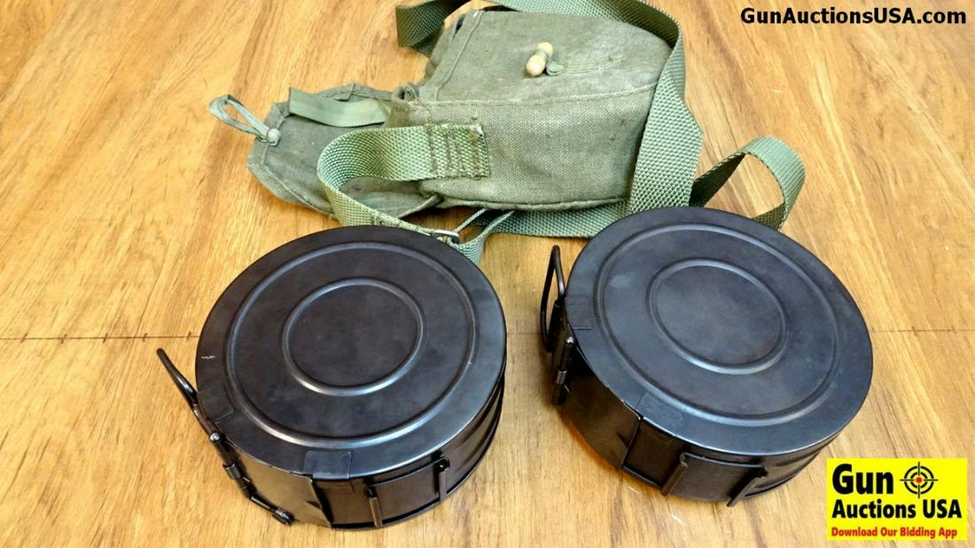 7.62 x39 Belt Fed Drums. Very Good. Lot of 2 Belt Fed: 7.62 x39 Belt Fed Drums. Very Good. Lot of 2 Belt Fed Drums, One with Case. . (43049)