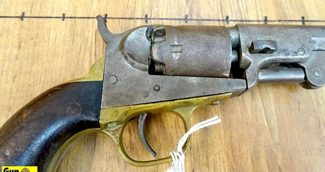 Colt Pocket .31 Percussion Revolver. Needs Repair. 4": Colt Pocket .31 Percussion Revolver. Needs Repair. 4" Barrel. Dark Bore Advanced for its Time, This Colt Pocket is in the White, Hand is Not Turning Cylinder, Serial #'s Match, Brass Frame with Smooth