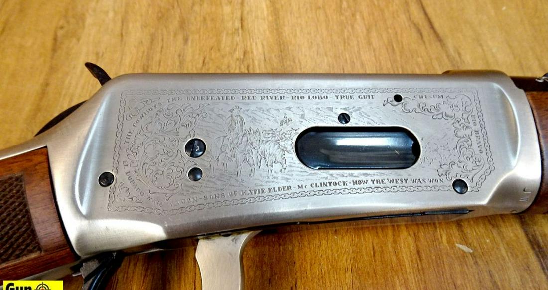 Winchester 94 JOHN WAYNE COMMEMORATIVE .32-40 WIN: Winchester 94 JOHN WAYNE COMMEMORATIVE .32-40 WIN Commemorative Rifle. NEW in Box. 18.5" Barrel. The Carbine Winchester Built to Commemorate John Wayne! Silver Large Lever Loop, Receiver and Barrel Ba