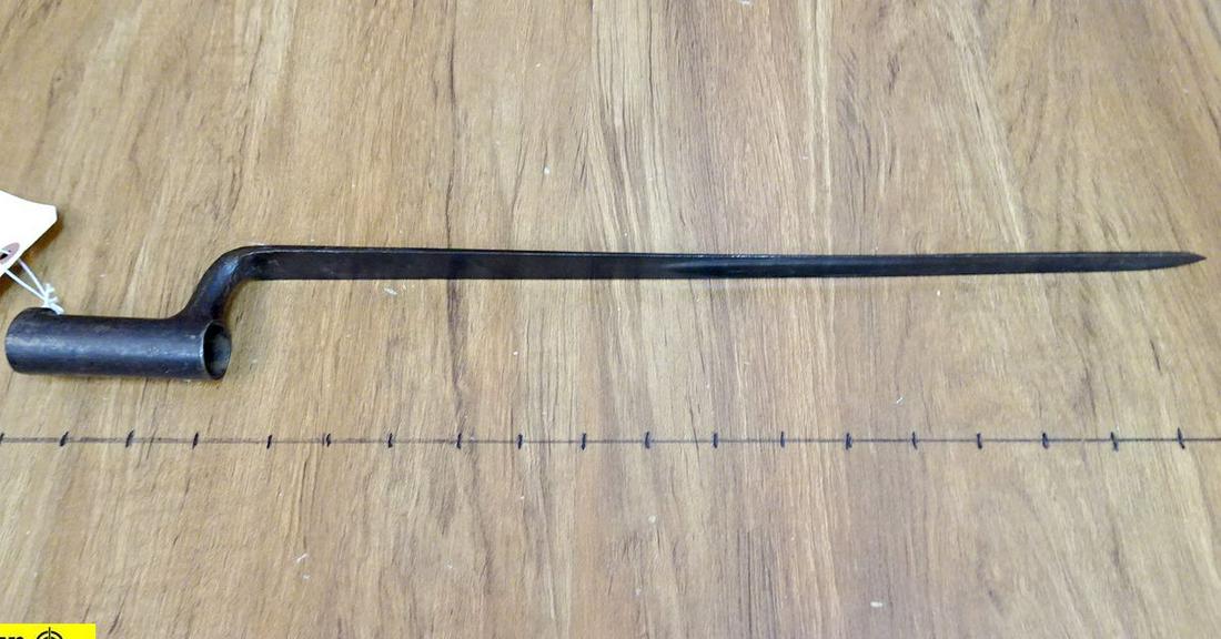 U.S. Springfield Bayonet. Good Condition. Unique Belly: U.S. Springfield Bayonet. Good Condition. Unique Belly Groove in top of Blade, U.S. Marked, Still Bluing On Bayonet. . (46927)