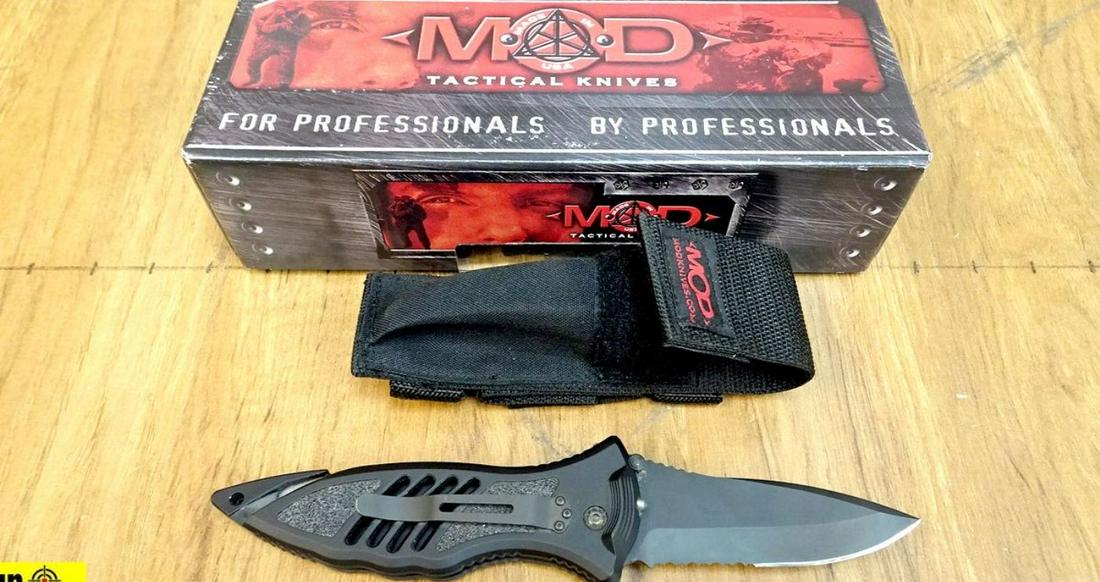 MOD MK1 Knife . Like New. 4 Inch Blade Tactical Knife,: MOD MK1 Knife . Like New. 4 Inch Blade Tactical Knife, Black Anodized, Aluminum Handle with Grip Tape Inserts, Skeletonized, Includes a Belt Clip, Cord-Bell Cutter, Black Nylon Sheath, New in the Box.