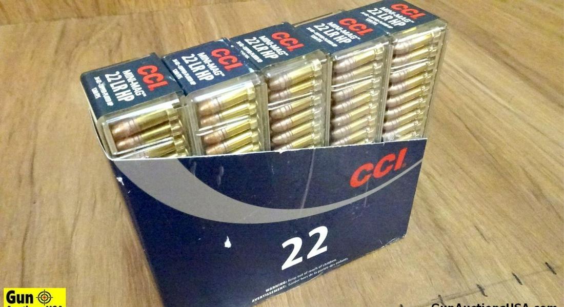 CCI 22LR Ammo. 500 Rounds of Mini Mag 22LR HP, 36 Gr: CCI 22LR Ammo. 500 Rounds of Mini Mag 22LR HP, 36 Gr Copper Plate. . (48739)