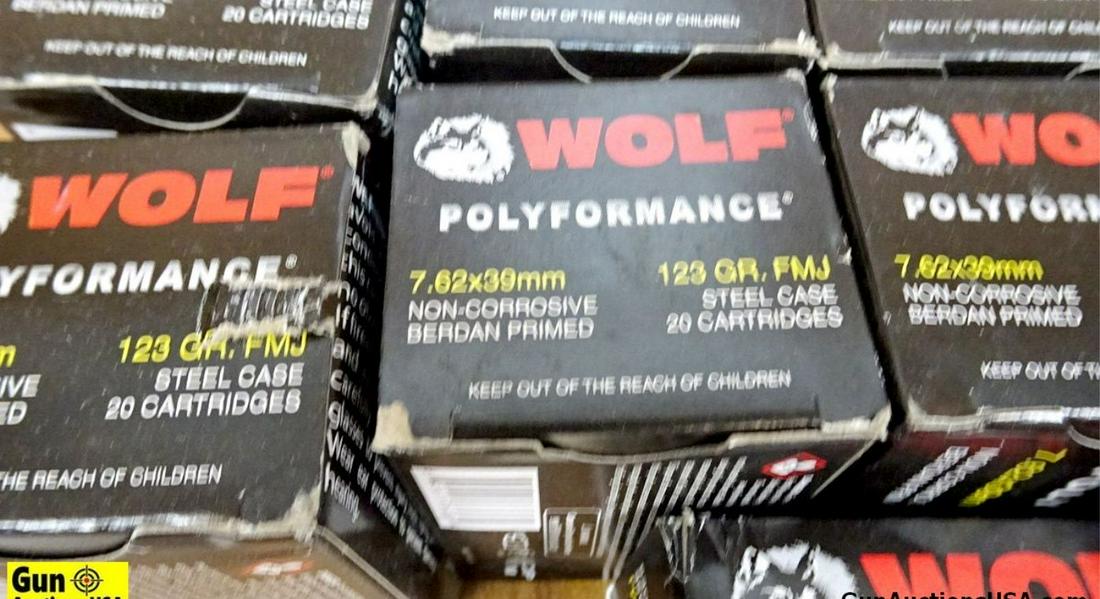 Wolf 7.62x39 Ammo. 200 Rounds of 123 Gr FMJ Steel: Wolf 7.62x39 Ammo. 200 Rounds of 123 Gr FMJ Steel Cased. . (47372)