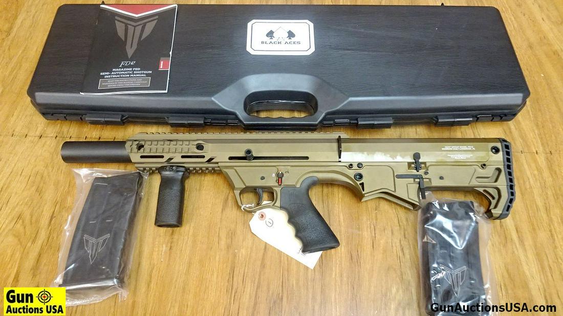 BLACK ACES TACTICAL FD12 12 ga. BULL PUP Shotgun. NEW: BLACK ACES TACTICAL FD12 12 ga. BULL PUP Shotgun. NEW in Box. 18.5" Barrel. Pro Series Bull Pup! Features a Flat Dark Earth Finish, Three Chokes and a Wrench are with the Shotgun as well as a Forward 