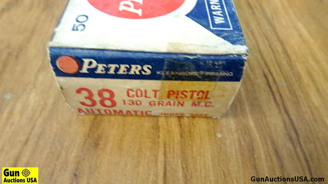 Peters/DUPONT 38 COLT PISTOL VINTAGE Ammo. 150 Rounds: Peters/DUPONT 38 COLT PISTOL VINTAGE Ammo. 150 Rounds of 130 Gr MC . (50080)