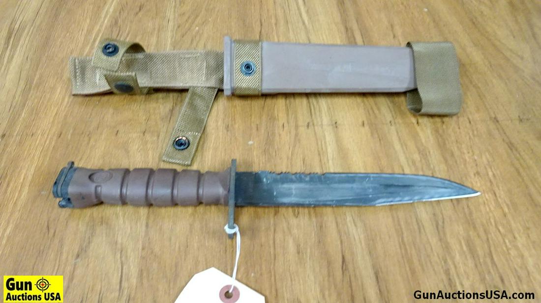 U.S.M.C. M9 COLLECTOR'S Bayonet. Very Good. Overall: U.S.M.C. M9 COLLECTOR'S Bayonet. Very Good. Overall 13.25" with a 8 " Blade. Blade is Marked " COMBAT USMC" and other Side Marked "OKC 3S Ontario Knife Co. Blade is Serrated with Sharp Factory Edge. G