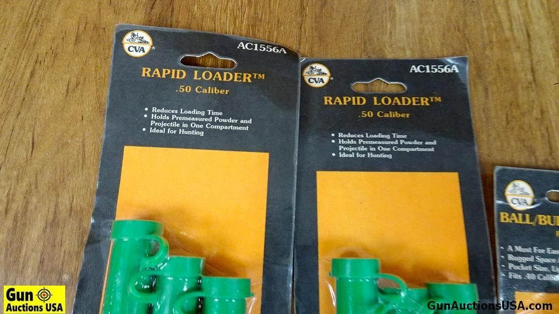 CVA Gun Accessories. Like New. Rapid Loaders and Ball/: CVA Gun Accessories. Like New. Rapid Loaders and Ball/ Bullet Starter, Rapid Capper and Tin. Please See Photos. . (34840)