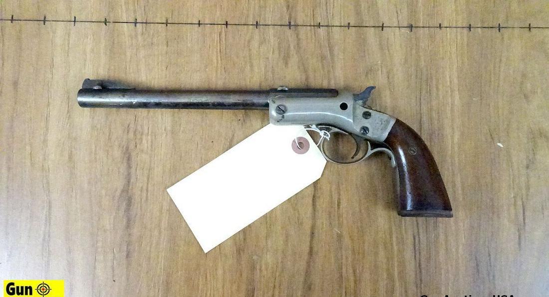 Steven's Arms Co. 22 Pistol. Needs Repair. 8" Barrel.: Steven's Arms Co. 22 Pistol. Needs Repair. 8" Barrel. Dark Bore Old Steven's Single Shot, Missing Rear Sight. Nice Wooden Grips, However Action will not Stay Closed. Almost All Bluing is Worn. Include