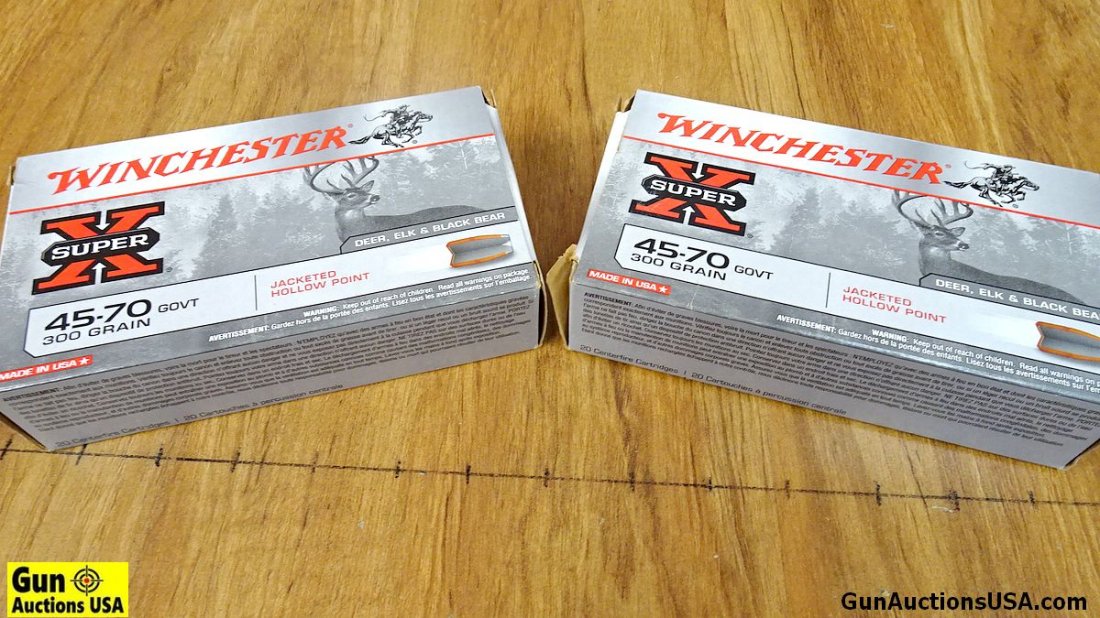 Winchester Super X .45/70 GOVT Ammo. 40 Rounds 300 GR J: Winchester Super X .45/70 GOVT Ammo. 40 Rounds 300 GR Jacketed Hollow Point . (52331)