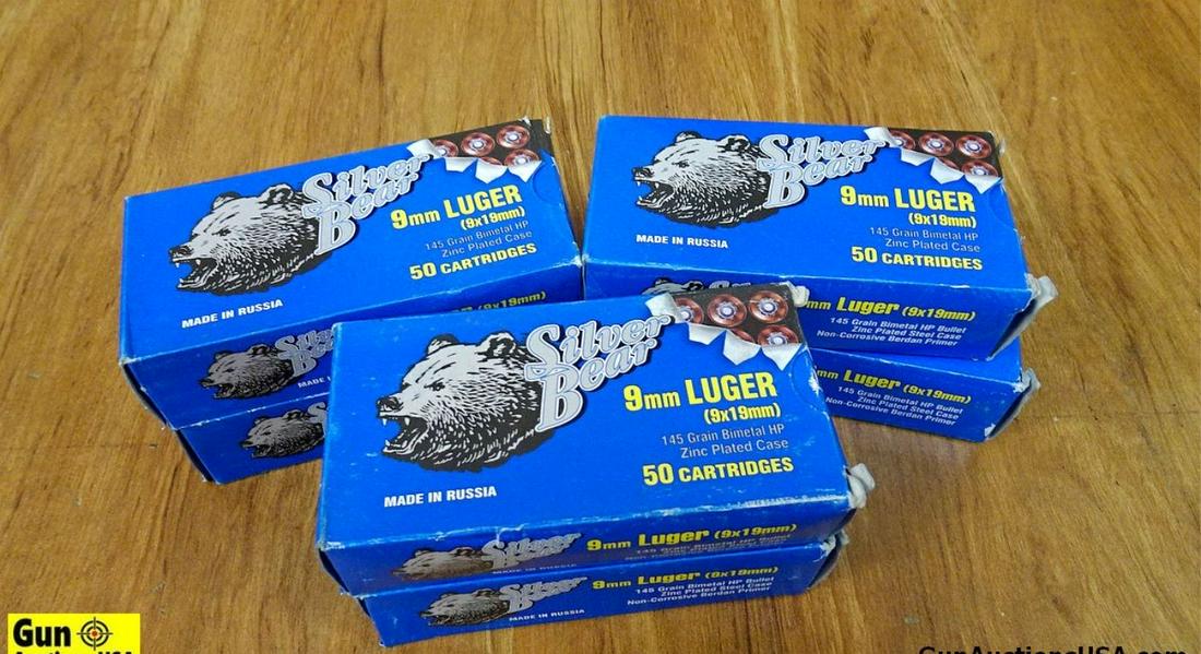 Silver Bear 9 MM Luger ZINC PLATED Ammo. 300 Rounds of 145 Gr Zinc Plated Steel Case. . (54184): Silver Bear 9 MM Luger ZINC PLATED Ammo. 300 Rounds of 145 Gr Zinc Plated Steel Case. . (54184)