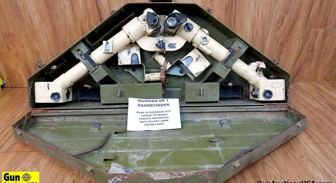 Russian Military Surplus DS1 Range Finder . Fair Condition. Range Finder, Issued to Iraqi Forces,: Russian Military Surplus DS1 Range Finder . Fair Condition. Range Finder, Issued to Iraqi Forces, Re- Painted with Desert Sand Paint/ East German Optics. With Metal Case. . (53710)